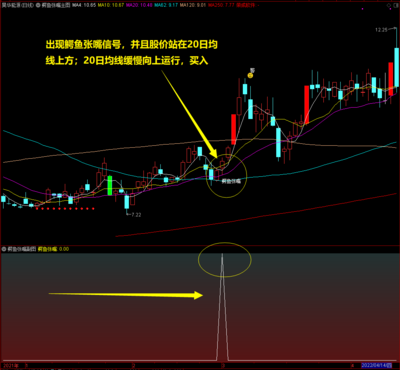 鳄鱼张嘴主副图指标/软件选股交易预警指标公式